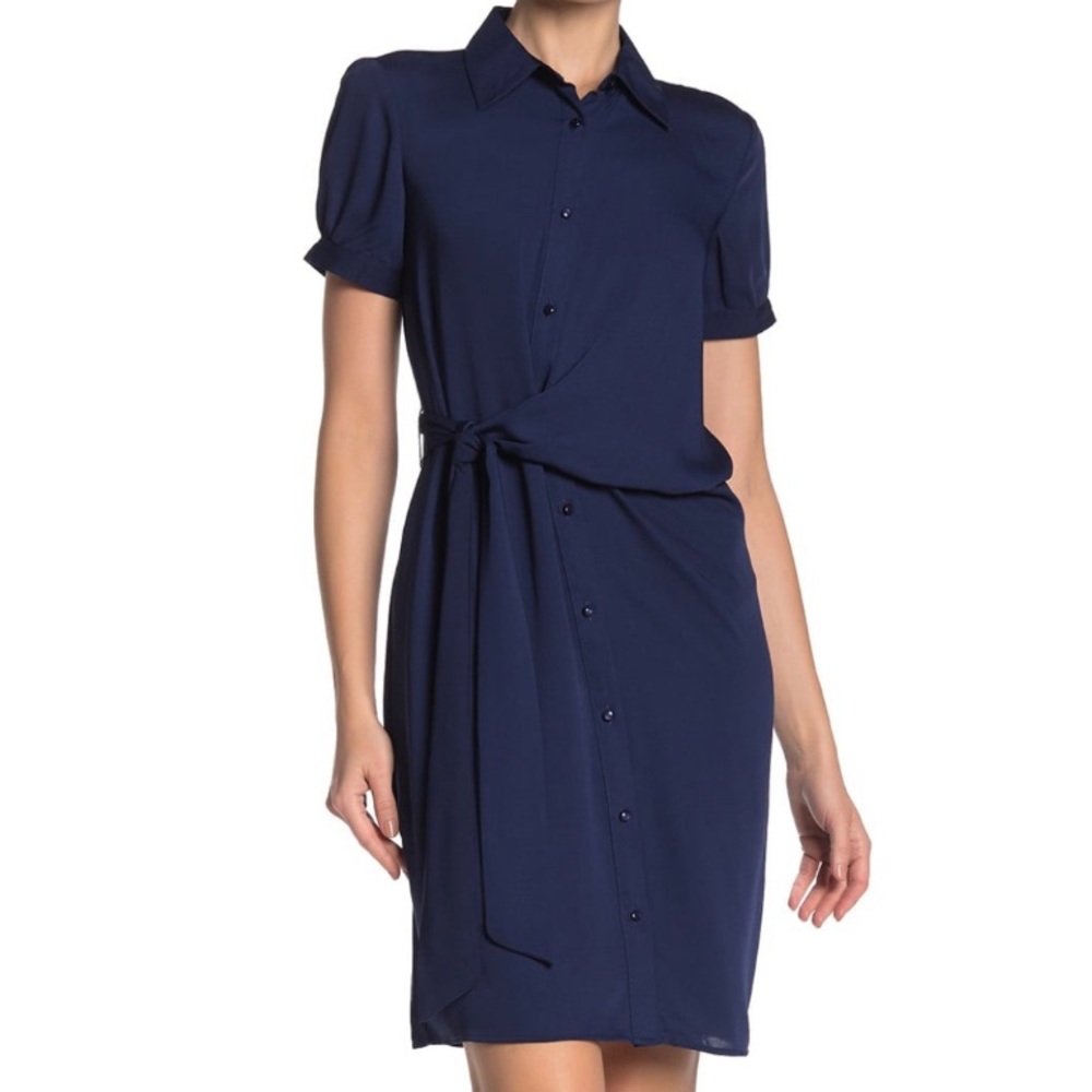 Nanette Lepore Tie Waist Short Sleeve Shirt Dress